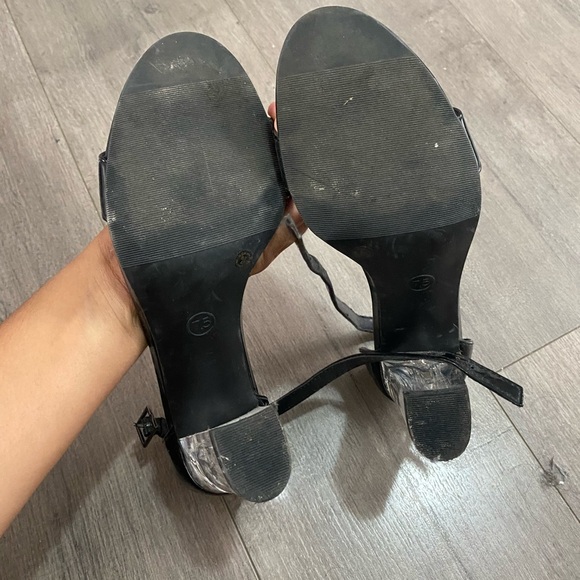 Women’s Black Glass Slipper Block Heels - Picture 3 of 4